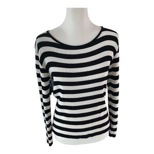 Judd Heller Black and White Striped‎ Long Sleeve Sweater Made in France Sz M